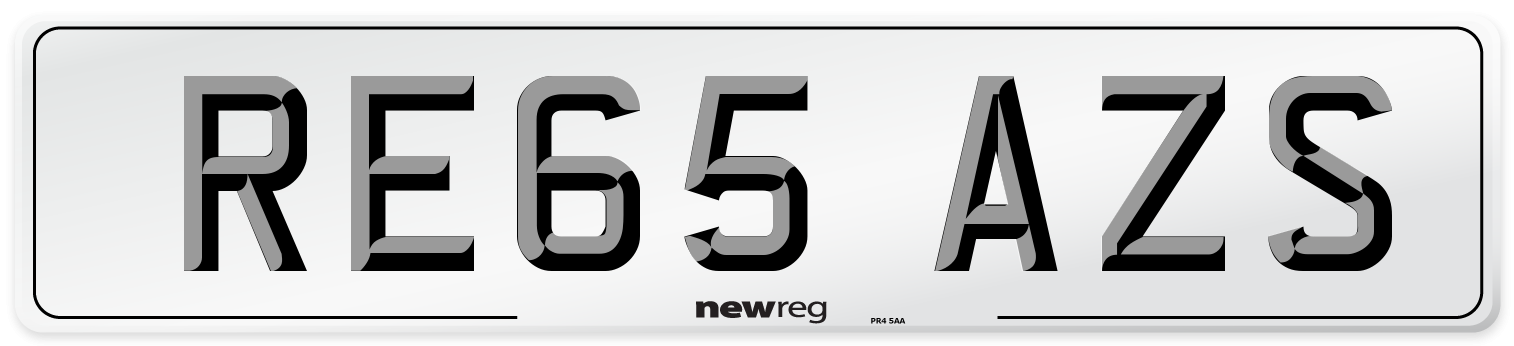 RE65 AZS Number Plate from New Reg